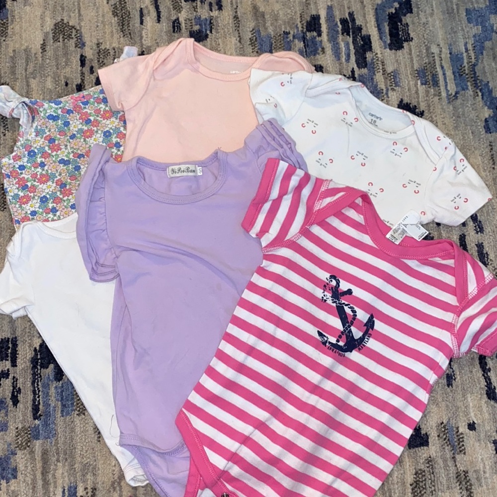 18 Month Baby Girl Short Sleeve Onesie 6 Piece Bundle